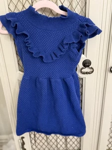 Janie and Jack Blue Textured Ruffle Sweater Dress Size 4 - Picture 1 of 3