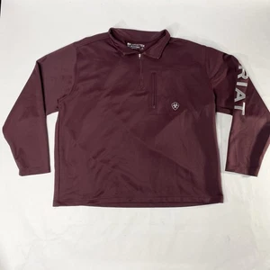 Ariat Tek Giacca Uomo XXL Serie Fredda Logo Quarto Zip Giacca Marrone - Foto 1 di 11