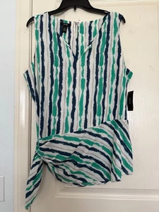 Alfani Women's Sleveless Striped V Neck Side Tie Blouse Size XL NWT - Picture 1 of 9