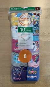 Wonder Nation Briefs Girls Size 8 10-Pack Colorful Days of Week Underwear Fun - Picture 1 of 5