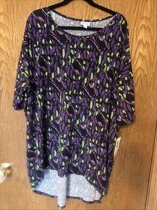 LuLaRoe Irma Black Purple Green Disney Sleeping Beauty Maleficent Shirt 2XL NWT - Picture 1 of 11