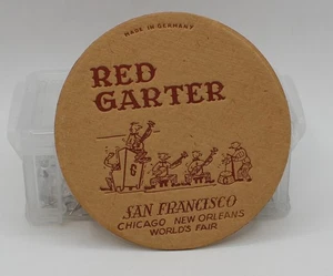 VINTAGE ROSSO GIARRETTIERA CLUB SALOON SOTTOBICCHIERE SAN FRANCISCO SOLO UNO!  BELLO! - Foto 1 di 2