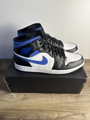 Air Jordan 1 MID Blanco Negro Corredor Azul, 554724-140 Talla 14 Hombre’s Foto 1 de 4