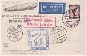 Zeppelinpost LZ 127 Mi.Nr. 89 Nordlandfahrt Frhf. - Bergen - Berlin - Lorch 1930 - Picture 1 of 2