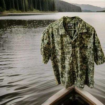 Guess Island Soul 纽扣衬衫男式 XL 码多色绿色  — 第 1/4 张图片