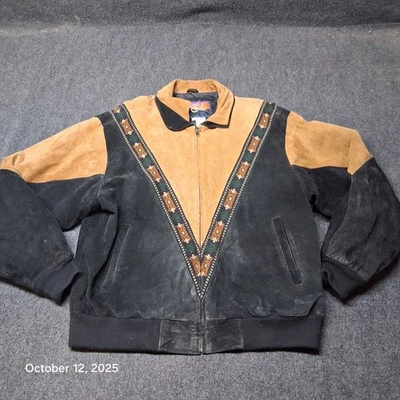 Cripple Creek Leather / Sueded Jacket Size XL Western Aztek Bomber Ranch Wear - Image 1 of 4