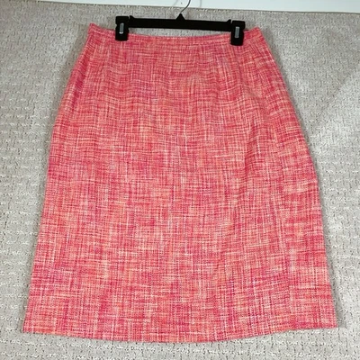 Falda Talbots Mujer Talla 12 Rosa Naranja Cuadros Seda Forrada Tweed De Colección Línea A Foto 1 de 4