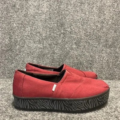Zapatos Toms para mujer talla 7,5 rojos negros plataforma cebra sin cordones informales cómodos planos Foto 1 de 4