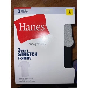 T-shirt Hanes uomo elasticizzate nere e grigie, confezione da 3, taglia large, nuove - Foto 1 di 5