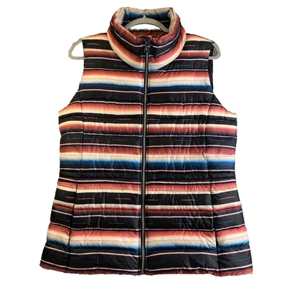 Ralph Lauren Vest Womens M Blanket-Stripe Packable Quilted Multicolor Puffer - Image 1 of 4