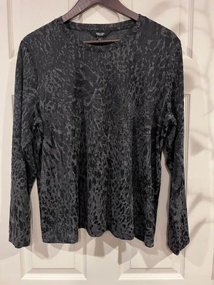 Simply Vera XXL Women's Long Sleeve Blouse Black Gray Animal Print Round Neck - Image 1 of 4
