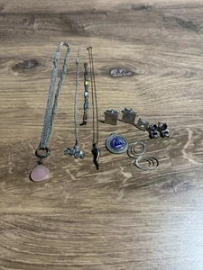 Schrott oder nicht Sterling Silber 925 Schmuck schönes Konvolut! 60 Gramm Rosenquarz Anhänger - Bild 1 von 24