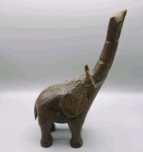 Wooden Elephant Decorative Figurine Home Decor Approximately 9.5" Tall - Picture 1 of 7