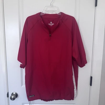 Pulôver/quebra-vento Holloway 1/4 com zíper, leve, vermelho/branco, GG, EXCELENTE ESTADO USADO  - Imagem 1 de 4