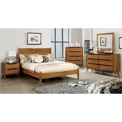 Furniture of America Belkor Solid Wood California King Platform Bed in Oak - Image 1 of 4