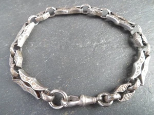 Victorian Solid Silver FANCY & CHUNKY Albertina Pocket Watch Chain Bracelet - Picture 1 of 9