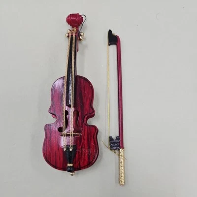  Miniature Wooden Violin 7 Inches Long Musical Miniature Can use as ornament  - Image 1 of 3