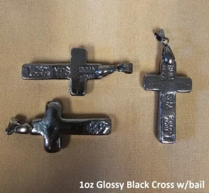 1 oz handgegossener 999 Silberbarren "Schwarzes Kreuz" mit Kaution von YPS - Bild 1 von 2