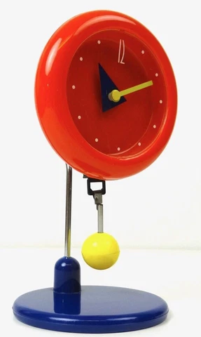 ORIGINAL 80S POSTMODERN VINTAGE MEMPHIS SOTTSASS AGE PENDULUM DESK TABLE CLOCK Cover