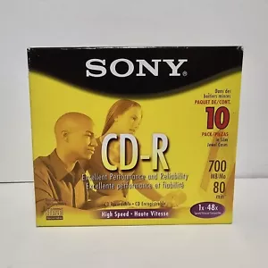 Sony High Speed CD-R 10 Pack 700mb 80min 1-48x Speed 10CDQ80L3 Unopened - Bild 1 von 4