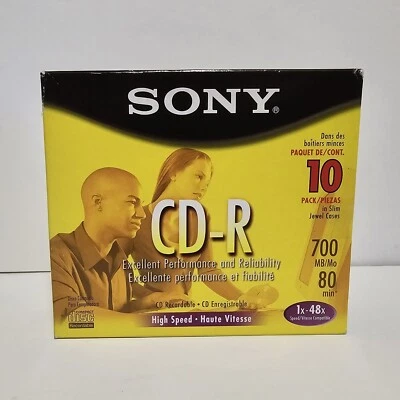 Sony High Speed CD-R 10 Pack 700mb 80min 1-48x Speed 10CDQ80L3 Unopened  - Image 1 of 4