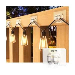 50Pcs Hooks for Outdoor String Lights - Heavy-Duty Adhesive Strips for Hangin... - Picture 1 of 6