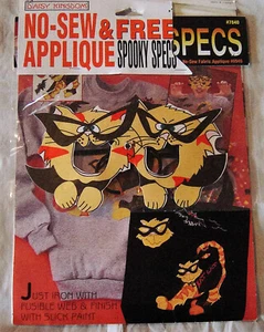 Set 3 Halloween Applikationen mit gruseligen Specs, Katze, Frosch und Bär - Bild 1 von 7