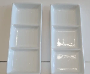 2 PLATOS DE SALSA RECTANGULARES DE PORCELANA BLANCA FRENTE A LA CASA 6 POR 2,5 PULGADAS - Imagen 1 de 7