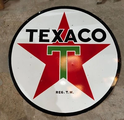 Texaco Porcelain Enamel Heavy Metal Sign 48 Inches Double  Side wht - Image 1 of 4