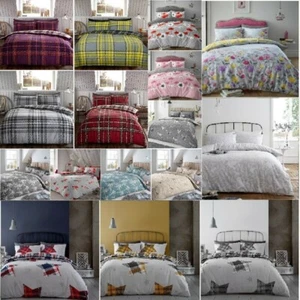 Luxus 100 % Baumwolle Flanelett Bettdecke Quilt Bezug Set, weich Doppel Kingsize - Bild 1 von 76