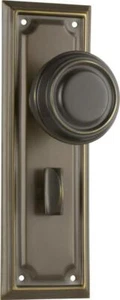 privacy set of antique brass edwardian door handles & plates,185 x 60mm TH 0854P - Picture 1 of 1