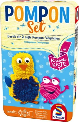 Schmidt POMPON Set 2 Pompon Vögelchen in Metalldose Bastelbox Art. 51602 NEU+OVP - Bild 1 von 4