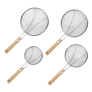 Stainless Steel Fine Mesh Skimmer Strainer with Wood Handle Ladle Skimmer - Picture 1 of 16
