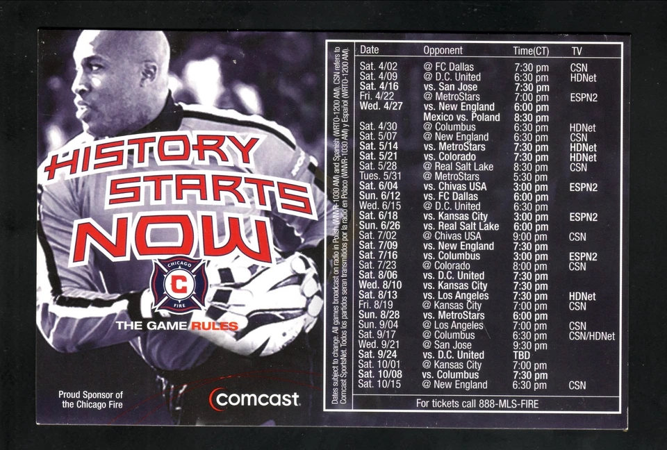 芝加哥大火--2004 磁铁时间表--Comcast--MLS — 第 1/1 张图片