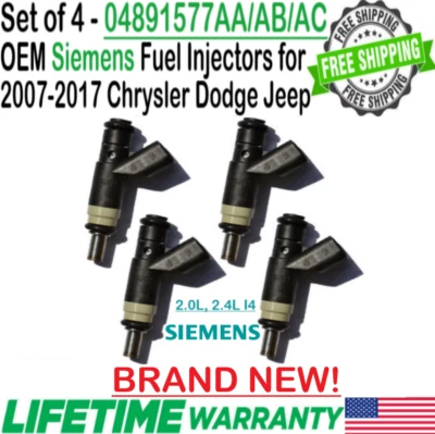 Inyectores de combustible Siemens genuinos 4 piezas nuevos para Jeep Patriot 2007-2017 2,0 L I4 Foto 1 de 4