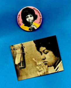 ARETHA FRANKLIN. BADGE & FRIDGE MAGNET.  Tamla Motown, Soul. - Imagen 1 de 1