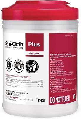Limpieza desinfectante de superficie dura Sani-Cloth Plus, 160 unidades, Q89072 - Estuche de 12 Foto 1 de 4
