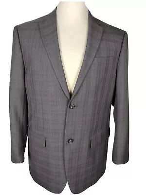 Abrigo deportivo Perry Ellis para hombre talla 42R gris a cuadros mezcla de poli rayón R4 Foto 1 de 4