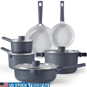 10 Piece Nonstick Ceramic Cookware Set PFOA Free Induction Compatible Pots Pans - Picture 1 of 7