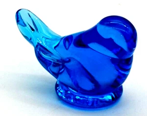 1991 4" Azul Pájaro de la Felicidad Mediano Vidrio Soplado Estatuilla Automática Leo Ward Firmada - Imagen 1 de 5