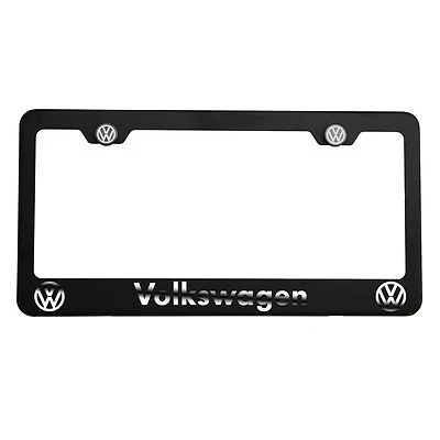 Matte Black Laser Etched Fit Volks Vw Mirror License Plate Frame Cover Holder - Image 1 of 4