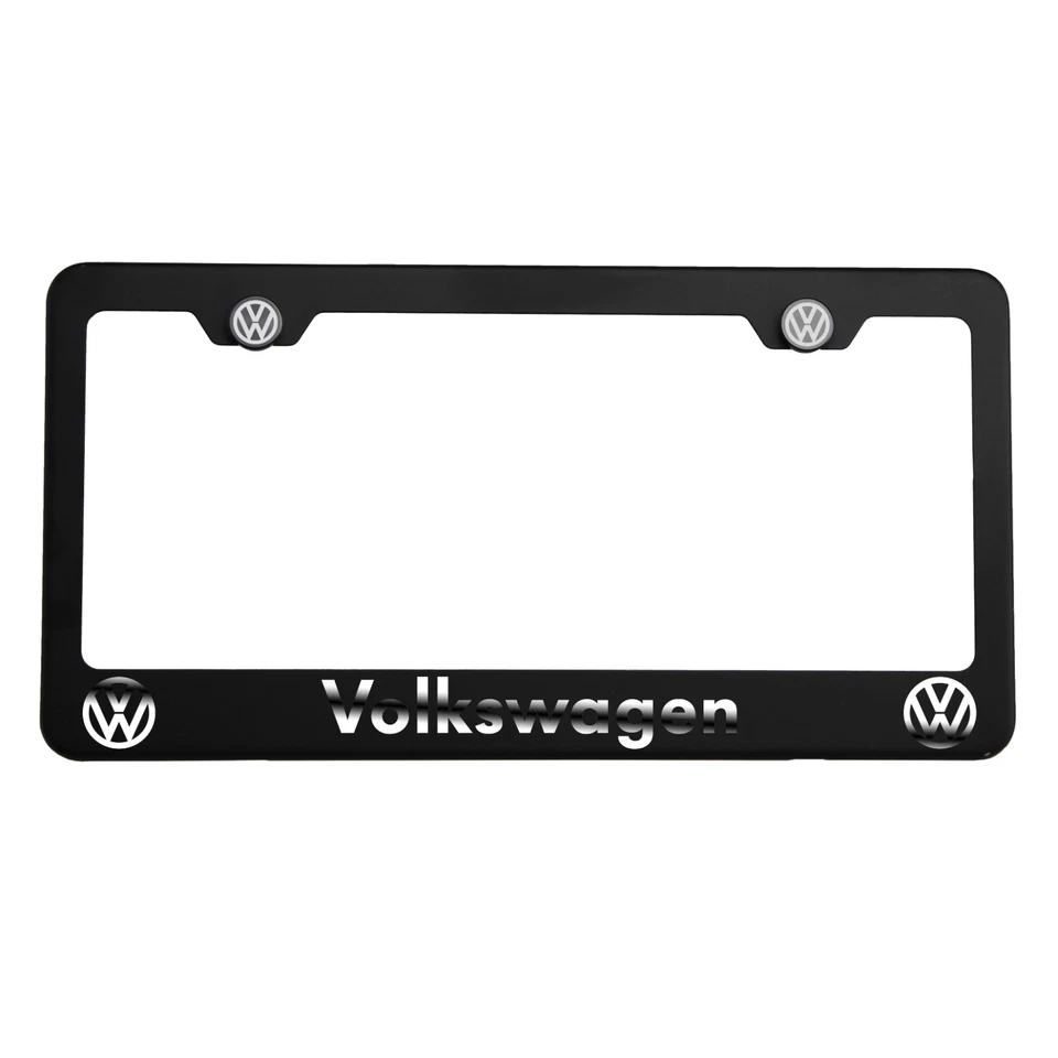 Matte Black Laser Etched Fit Volks Vw Mirror License Plate Frame Cover Holder - Image 1 of 4