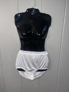 Sears White Sissy Shiny Nylon Brief Granny Panty Underwear Plus Size 3X NWTS - Picture 1 of 4