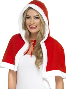 Miss Claus Cape Ladies Christmas Father Xmas Fancy Dress Costume Accessory - Picture 1 of 1