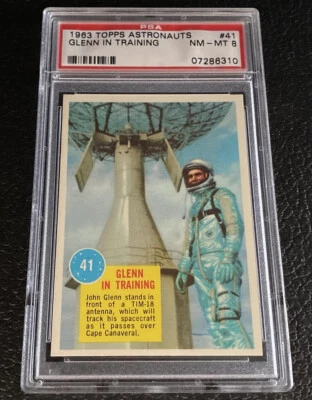 PSA 8 1963 Topps Astronauts 3D Back #41 John Glenn Rookie Card In Training NASA - Image 1 of 2