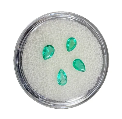 4 Pear-Shaped Natural Colombian Emeralds ~ 0.81 total carats **$300 Value** - Image 1 of 3