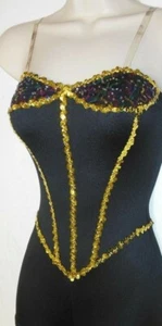 Sequin Detail Clear Strap Shorty Unitard Dacne costume Small adult size - Picture 1 of 7