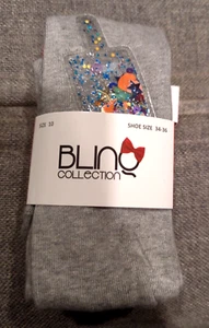 New Girls Bling Collection Gray Tights Size 10 European 34-36 US 2.5-4.5 - Picture 1 of 2