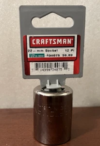 Craftsman 22mm 12-Point Socket 1/2" Drive 34075 Chrome Sears NOS Made In The USA - Picture 1 of 7