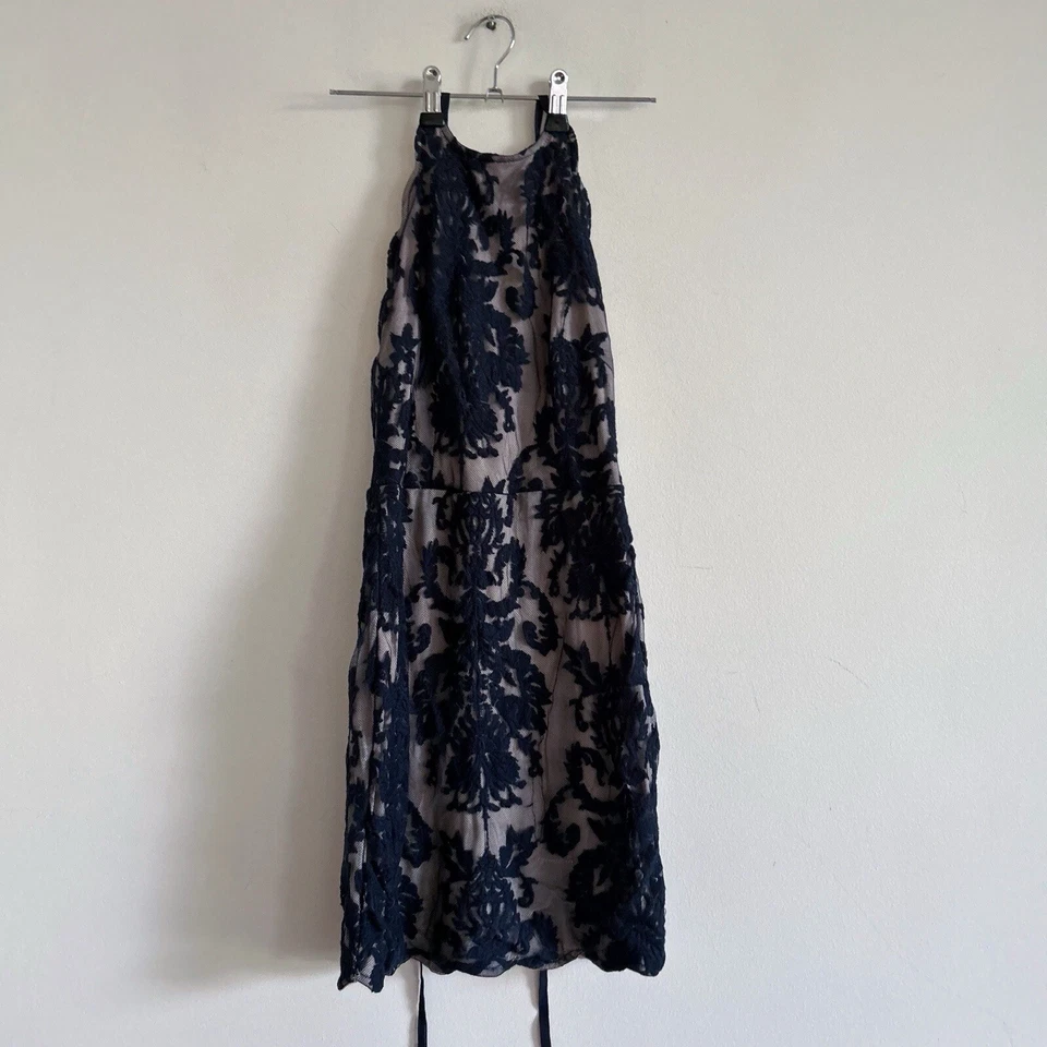 Angel Biba Navy Blue Lace Dress Formal Party Mini Lace Up Back  - image 1 of 4